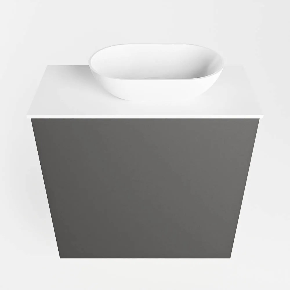 Mondiaz Fowy toiletmeubel 50cm dark grey met witte waskom rechts en kraangat