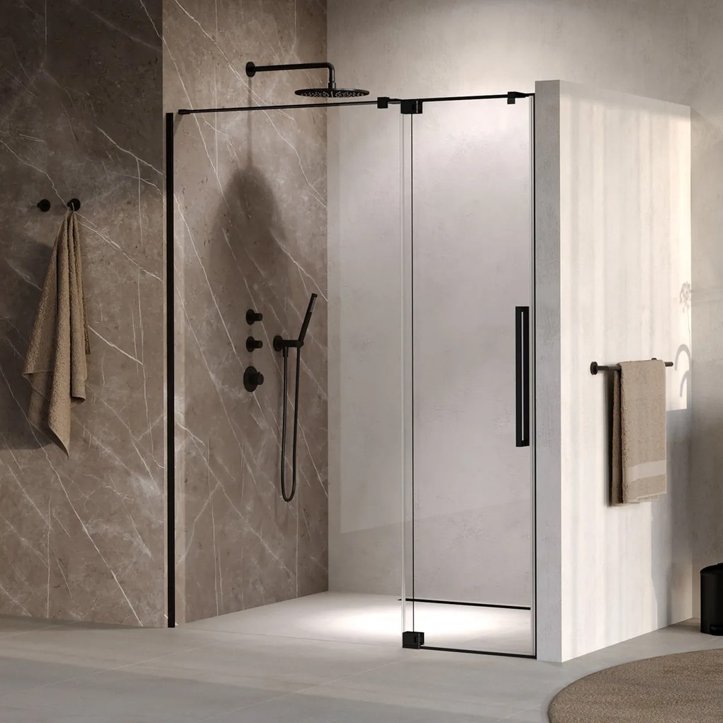 Brauer Stellar nisdeur met vaste wand 140cm zwart mat