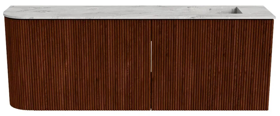 Mondiaz Joya DLux 110cm toiletmeubel ronding links ruby met wastafel faye rechts zonder kraangat glace