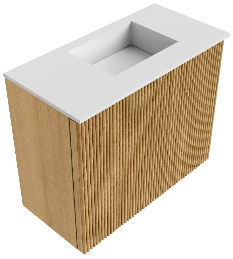 Mondiaz Joya 50cm toiletmeubel oak met wastafel faye rechts zonder kraangat talc