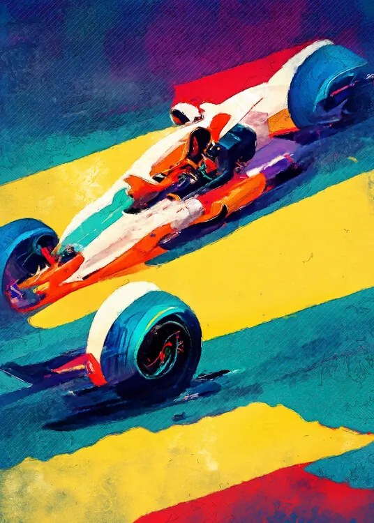 Ilustratie Formula 1 yellow purple, Justyna Jaszke