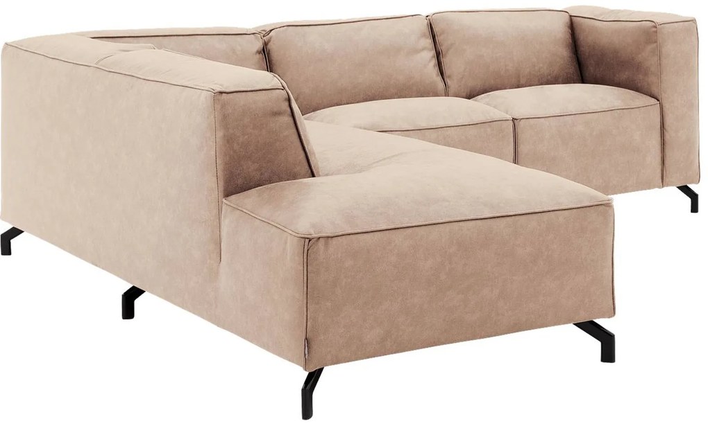 Goossens Bank Calvin beige, micro leer, 2-zits, modern design met ligelement links
