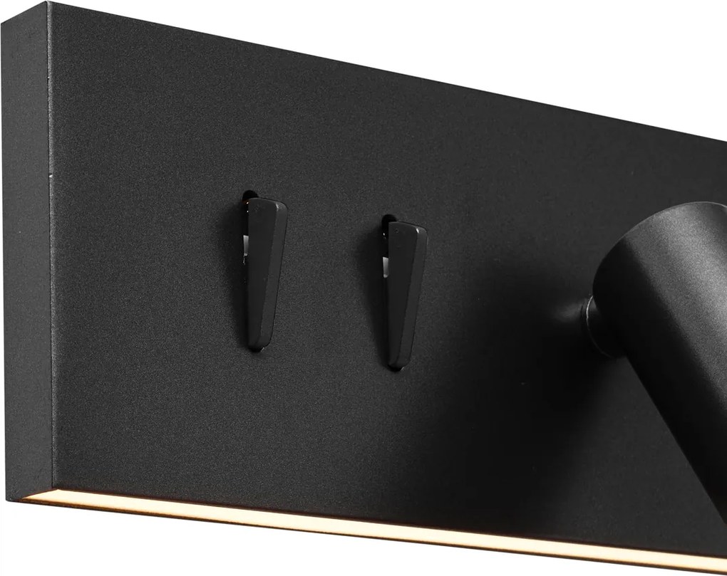 Moderne wandlamp zwart verstelbaar met USB-C incl. LED - Modric