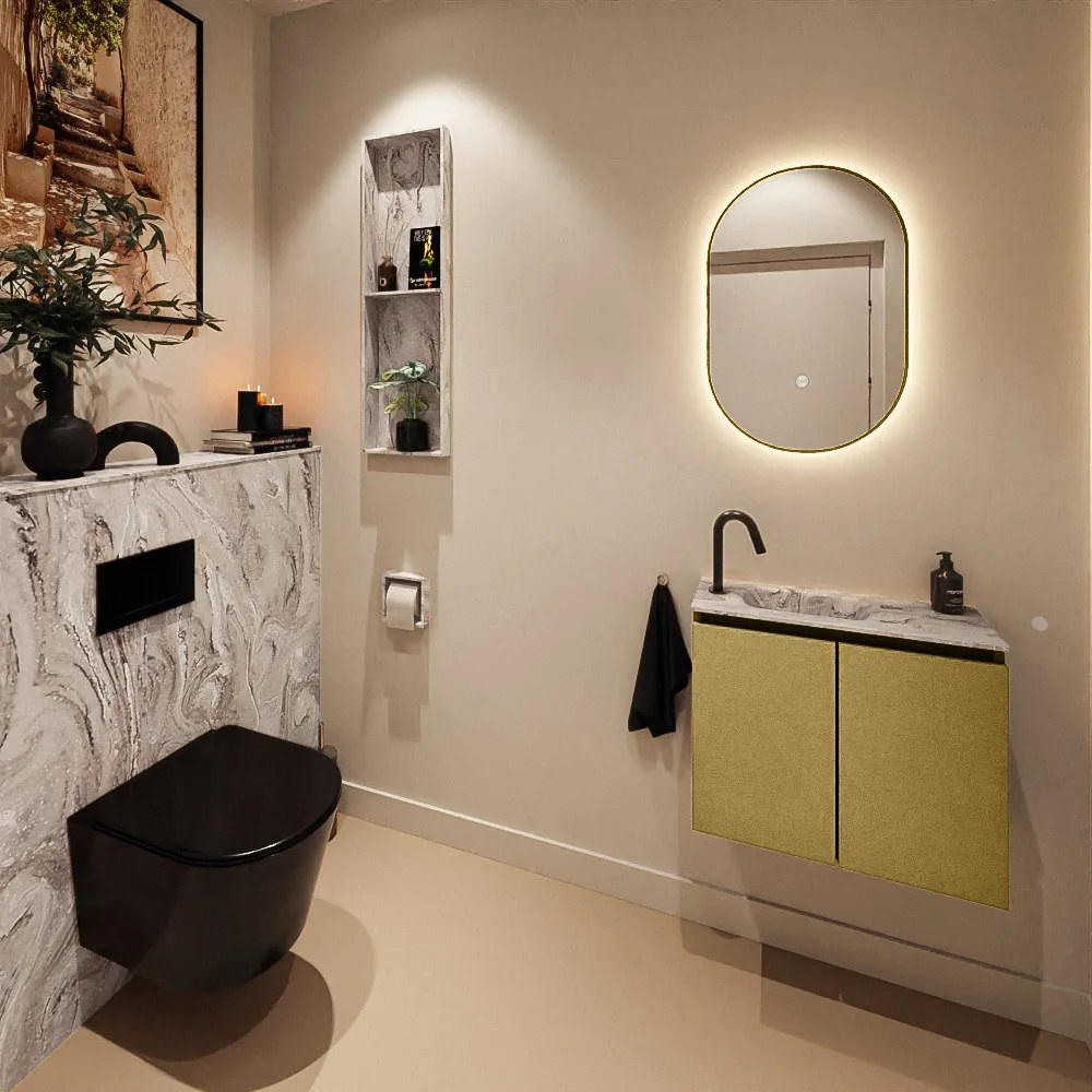 Mondiaz Ture DLux toiletmeubel 60cm oro met wastafel glace links met kraangat