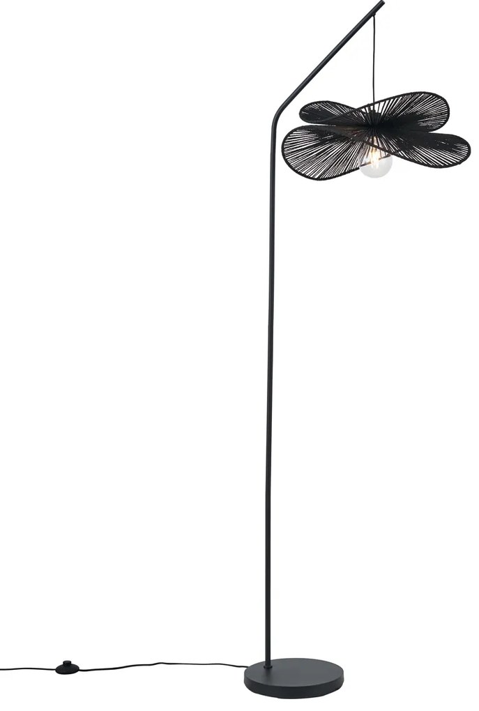 Art Deco vloerlamp zwart met zwarte kap - Nest