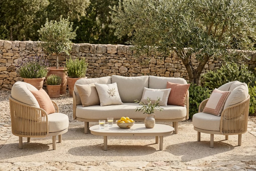Stoel en Bank Loungeset 5 personen Rope Zand/Beige  Coco Amici
