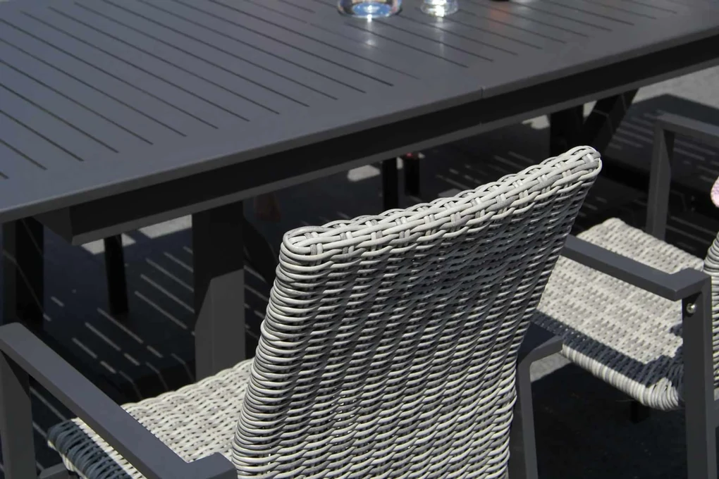 Tuinset Ronde Tuintafel 4 personen 125 cm Wicker Grijs Lifestyle Garden Furniture Upton/Ancona