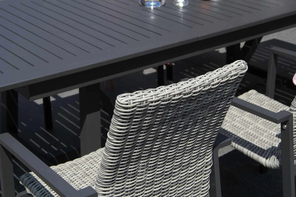 Tuinset Ronde Tuintafel 6 personen 140 cm Wicker Grijs  Lifestyle Garden Furniture Upton/Graniet