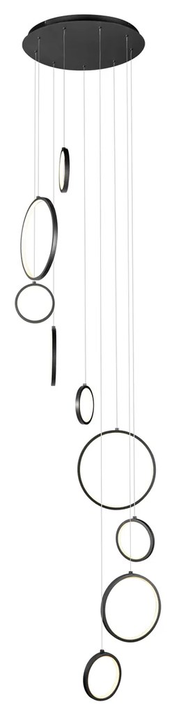 Design hanglamp zwart 9-lichts incl. LED 3-staps dimbaar - Vide Anella