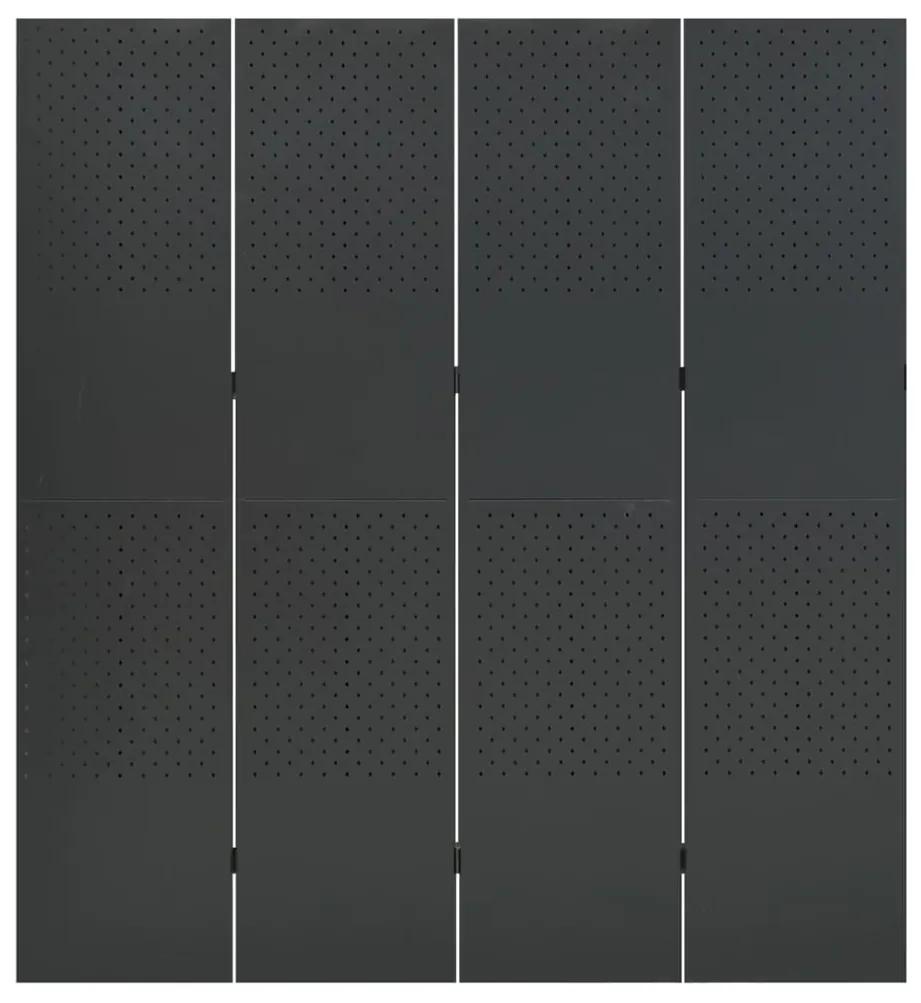 vidaXL Kamerscherm met 4 panelen 160x180 cm staal antracietkleurig
