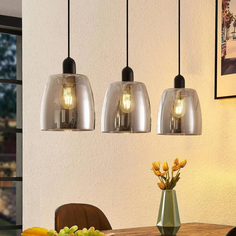 Yrell hanglamp met rookglas, 3-lamps - lampen-24