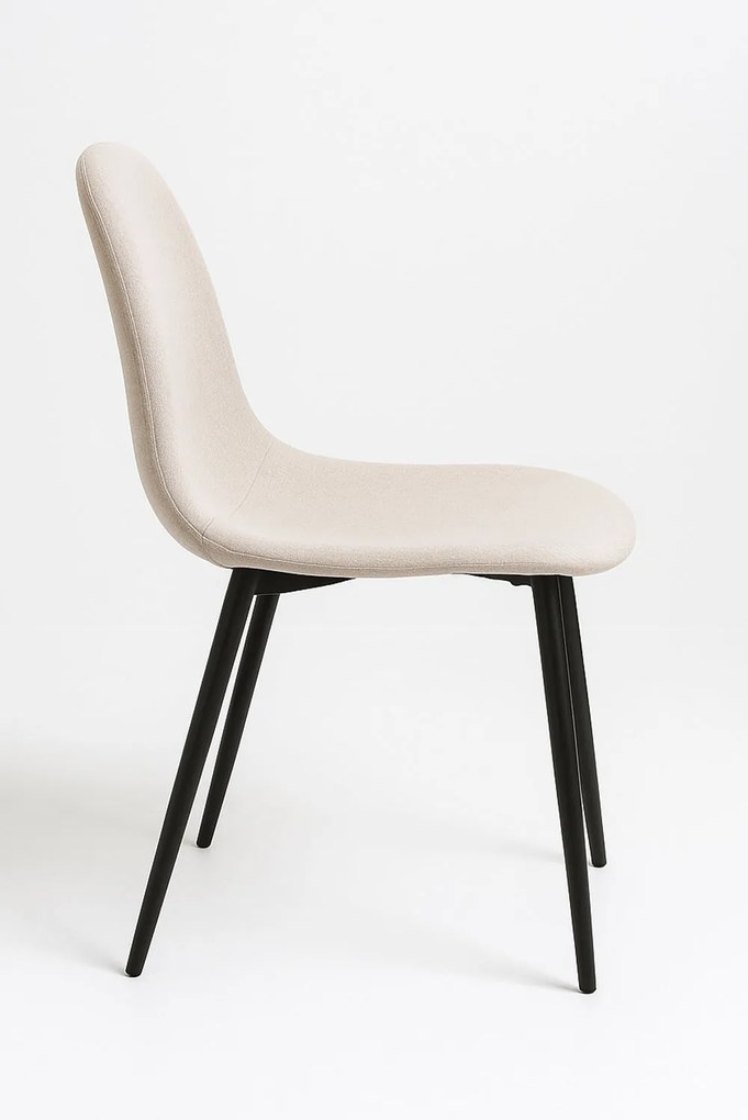 Set 4 Teok Black Stoffen Stoelen