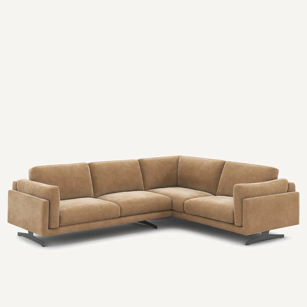 Hoekbank van stonewashed fluweel, CÉSAR