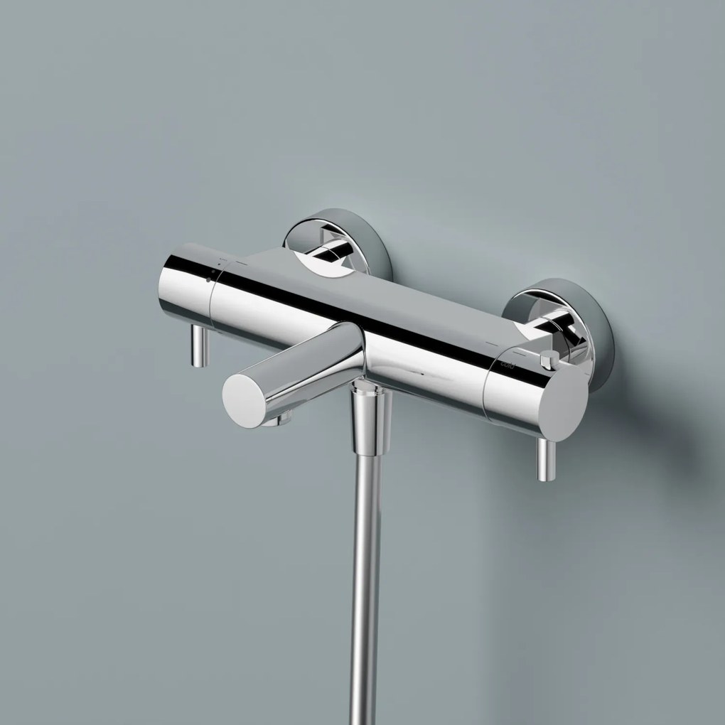 Hotbath Cobber thermostatische badkraan met uitloop verouderd ijzer