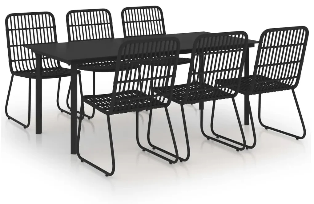 vidaXL 7-delige Tuinset poly rattan en glas