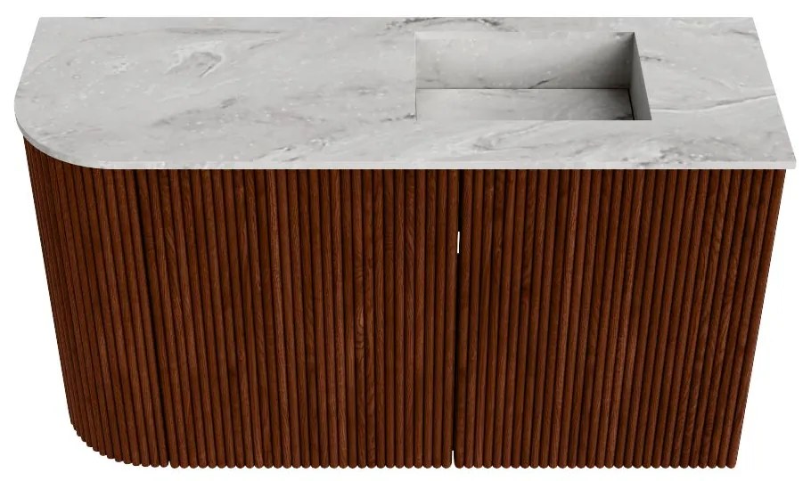 Mondiaz Joya DLux 70cm toiletmeubel ronding links ruby met wastafel faye rechts zonder kraangat glace