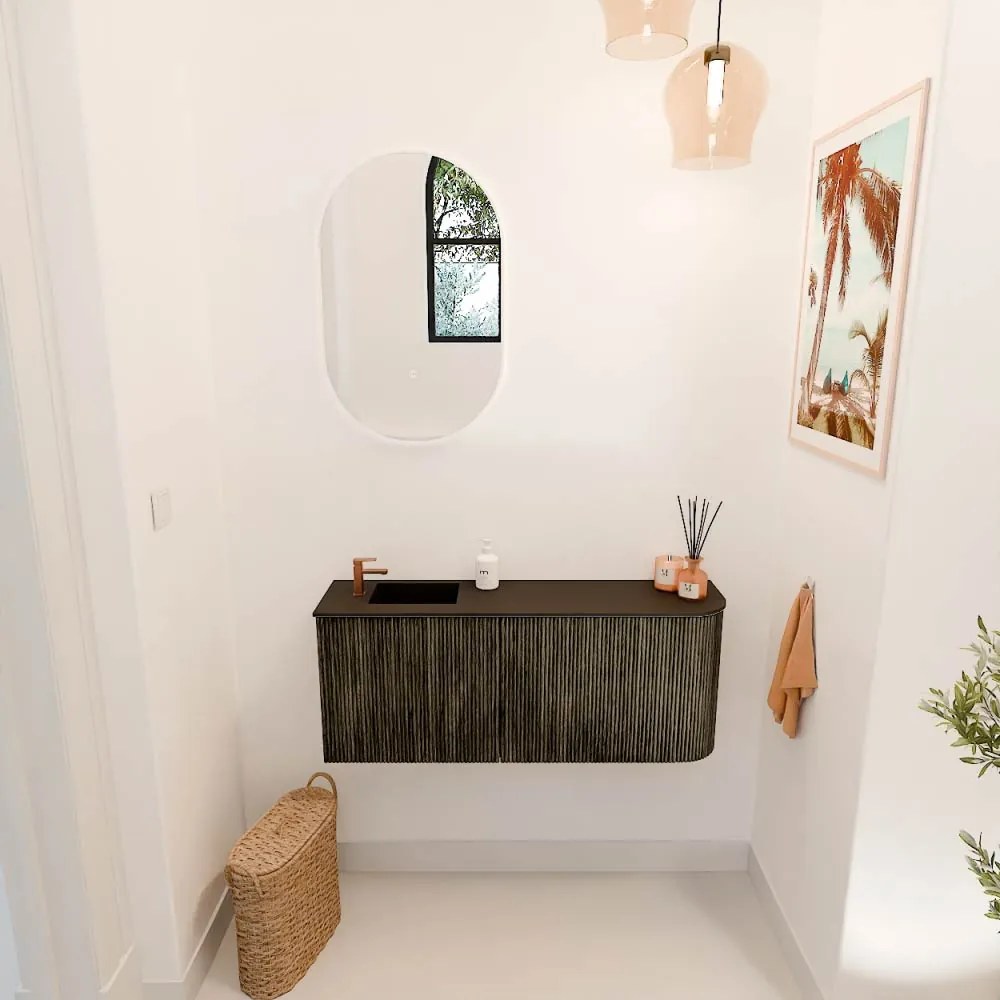 Mondiaz Joya 100cm toiletmeubel ronding rechts shadow met wastafel faye links 1 kraangat urban