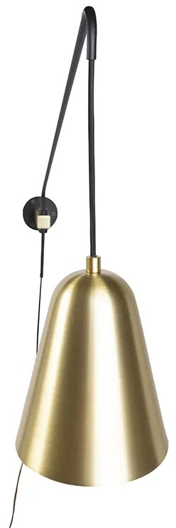 Retro wandlamp goud/messing met kap - Demi
