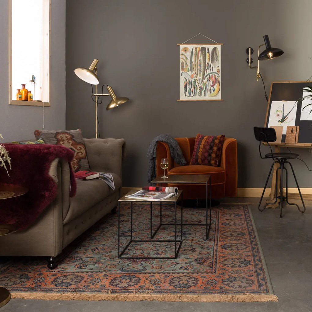 Dutchbone Flower Draaifauteuil Oranje Fluweel