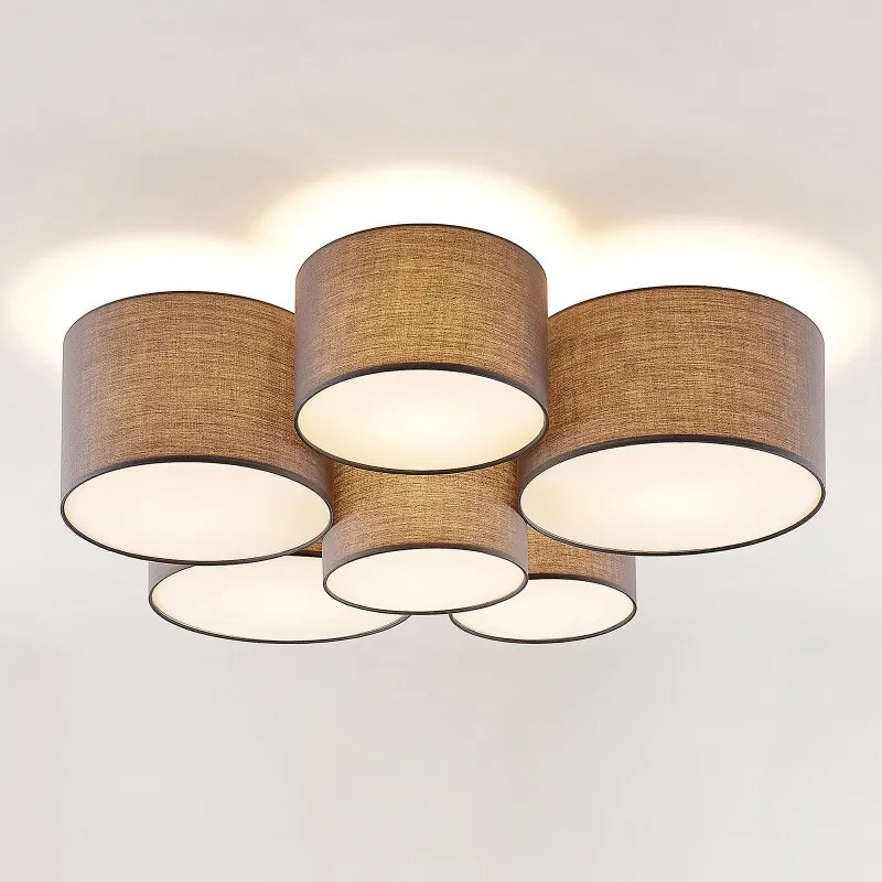 Laurenz plafondlamp, 6-lamps, grijs - lampen-24