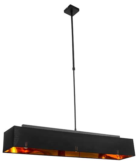 Stoffen Eettafel / Eetkamer Moderne hanglamp zwart met goud 90 cm 3-lichts - VT 1 Modern E27 Binnenverlichting Lamp