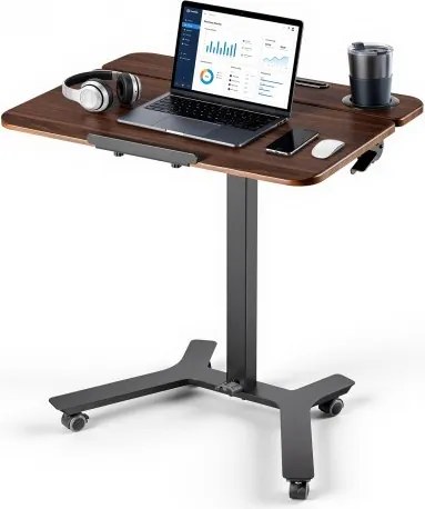 VEVOR in hoogte verstelbaar bureau (computerbureau) 715x525x(750x1100)mm, metalen frame, MDF-blad, 0-90° kantelbaar, draagvermogen 15 kg, zwenkwielen met 2 remmen, mobiel bureau voor thuiswerkplek