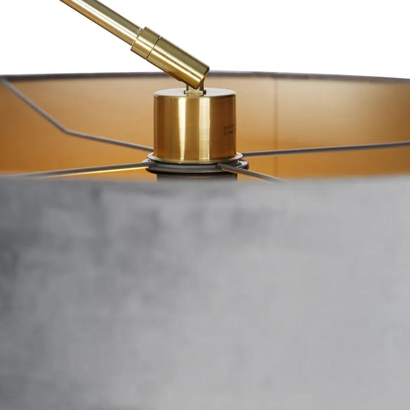 Stoffen Moderne vloerlamp goud velours kap grijs 50 cm - Editor Modern E27 Binnenverlichting Lamp