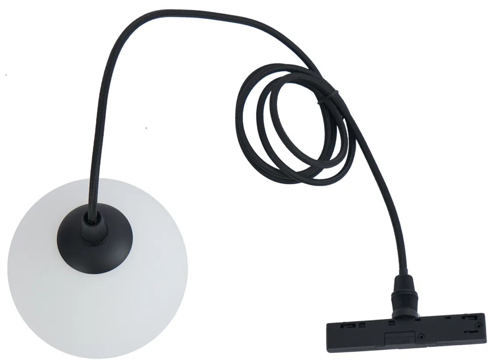 Moderne hanglamp zwart met wit glas voor railsysteem 1-fase - Slimline Eira