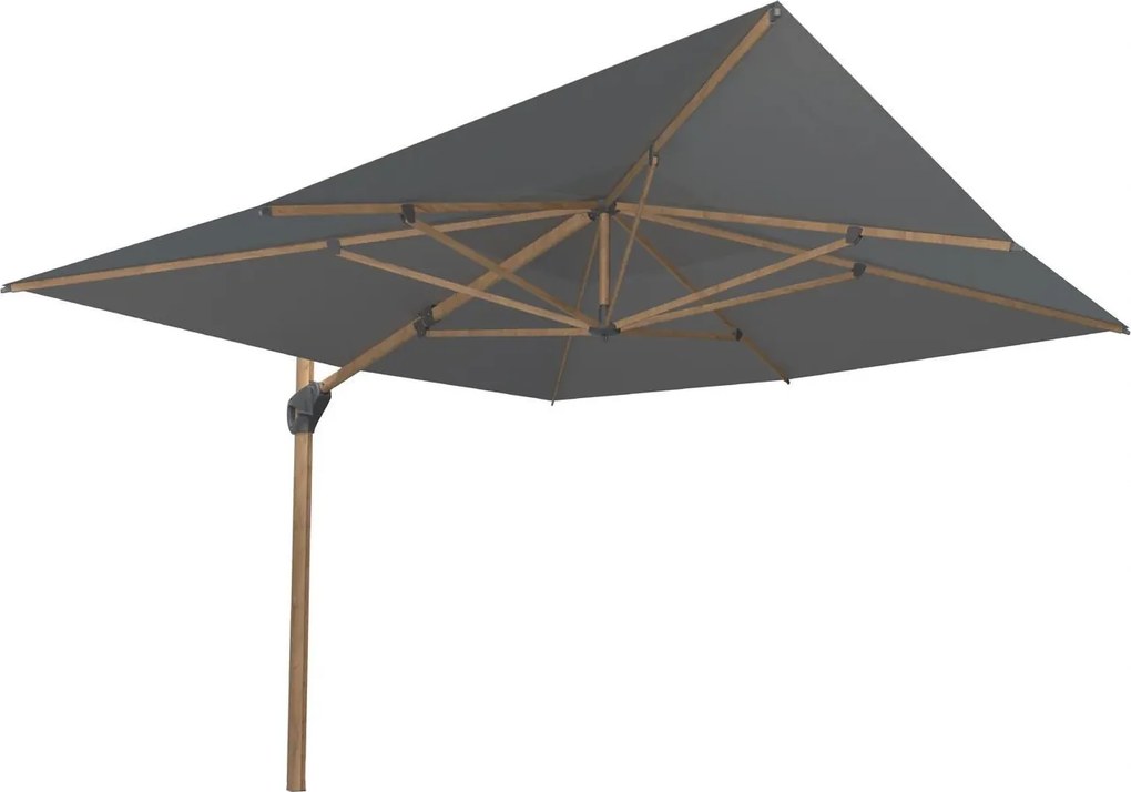 4 Seasons Outdoor Hacienda parasol 300 x 400 cm charcoal, wood look frame Parasol weerbestendig