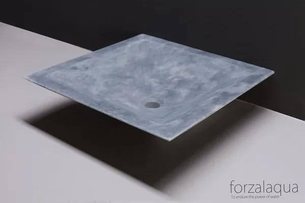 Forzalaqua Milano waskom 45x45x12cm VIERKANT Marmer gezoet blauw wit 100015