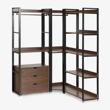 Modulaire Open Hoekkast Van 3 Delen Met Lades Van Staal En Mdf Ariaster Zwart - Sklum