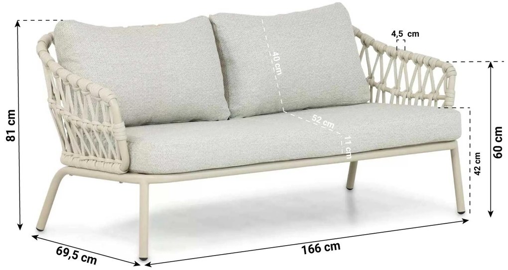 Stoel en Bank Loungeset 5 personen Rope Taupe Coco Barcelona