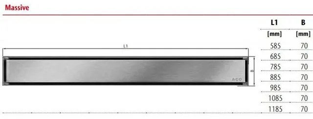 Aco Showerdrain c colours douchegoot 885mm H=92 vloerflens rooster zwart 2131471