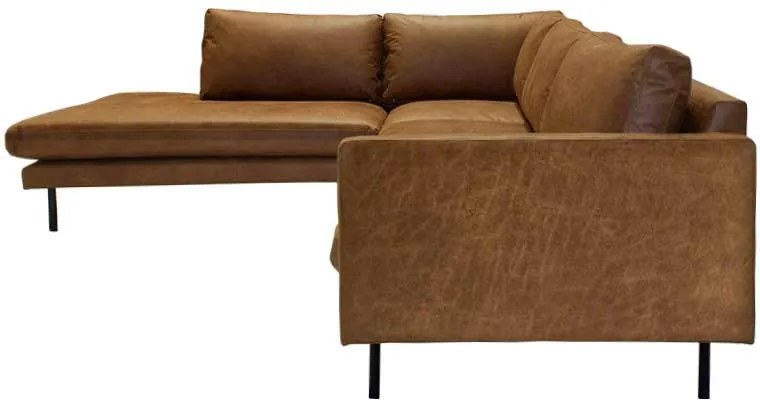 Loungebank Violet chaise longue links | leer Colorado cognac 03 | 2,26 x 2,62 mtr breed