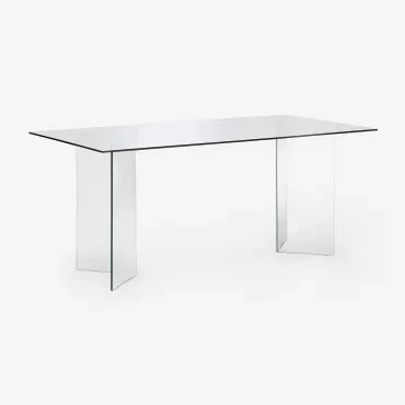 Eettafel Rechthoekig 180x90 Cm In Gehard Glas Purio Transparant - Sklum