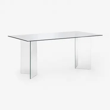 Rechthoekige Eettafel 180x90 Cm Van Gehard Glas Purio Transparant - Sklum