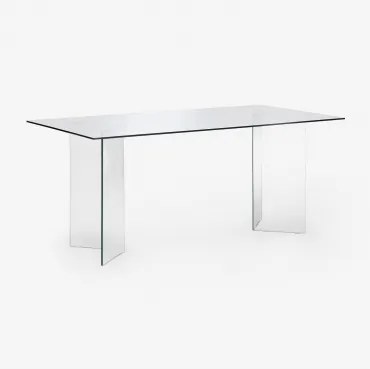 Rectangulaire Eettafel 180x90 Cm In Gehard Glas Purio Transparant - Sklum