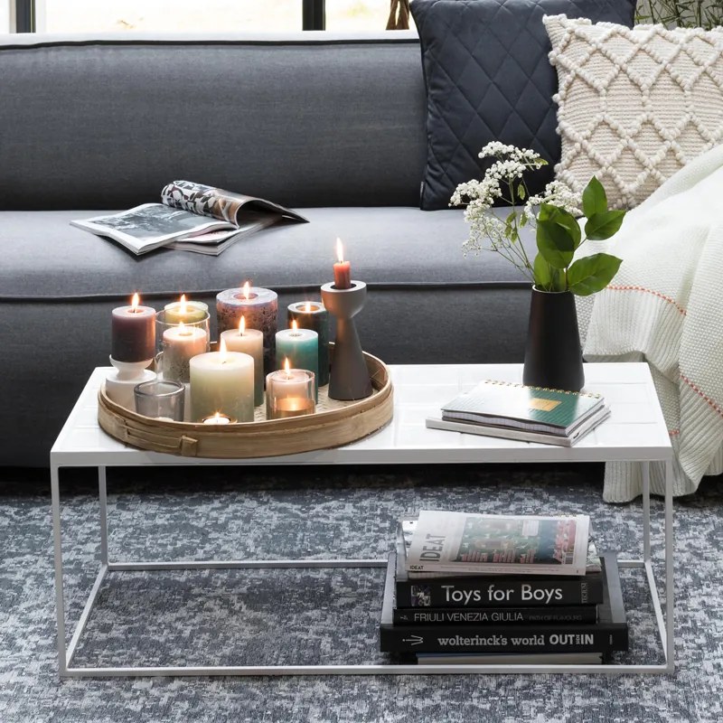 Zuiver Glazed Salontafel Met Keramische Tegels Wit - 93 X 43cm.