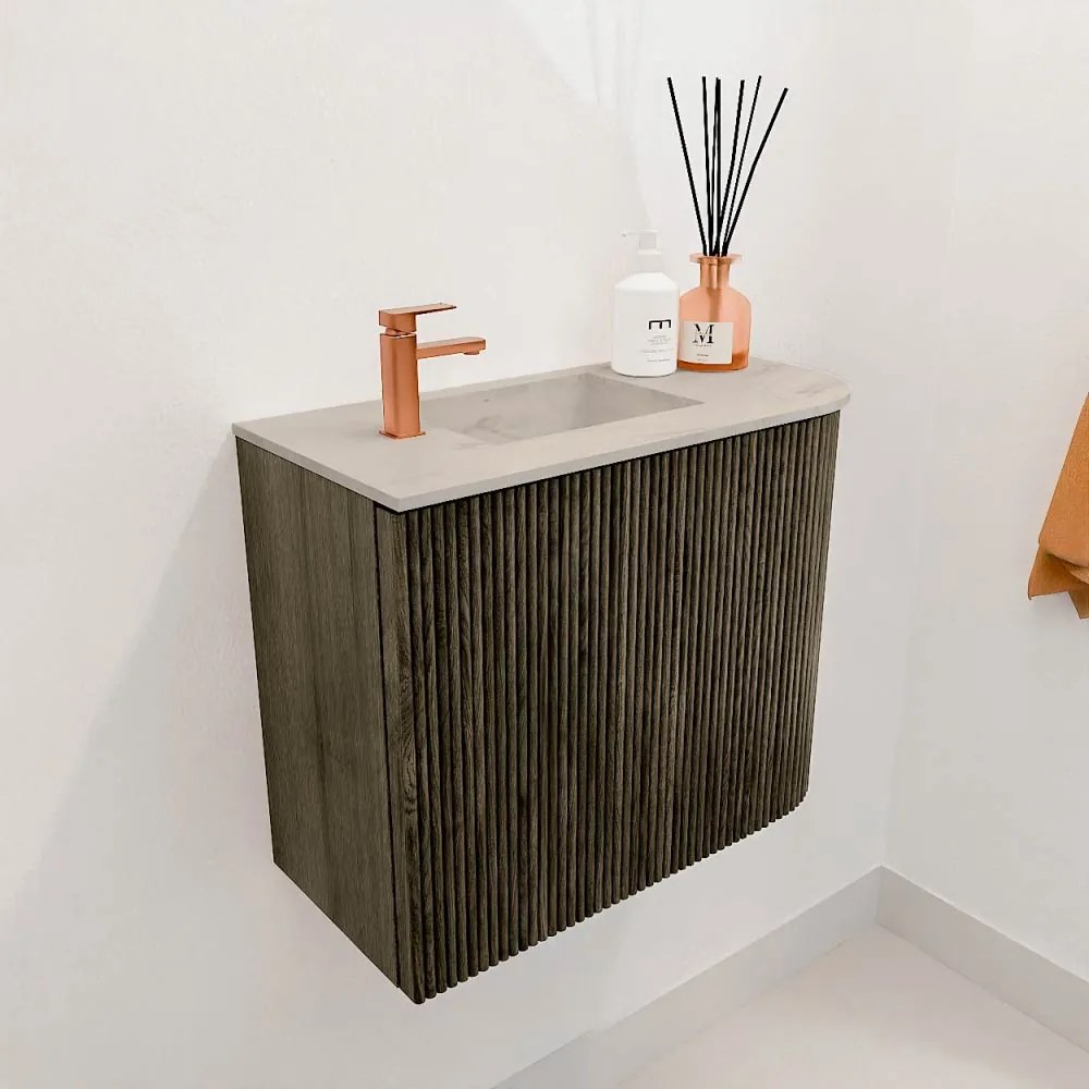 Mondiaz Joya DLux 50cm toiletmeubel ronding rechts shadow met wastafel faye links 1 kraangat opalo