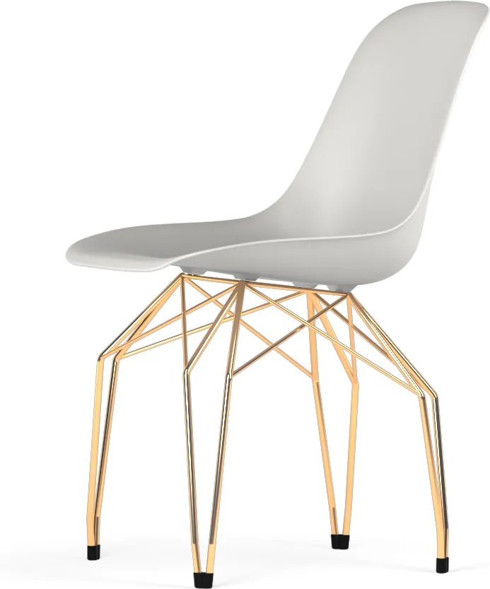 Kubikoff Diamond stoel - V9 Side Chair Shell - Lichtbruin - Goud onderstel -