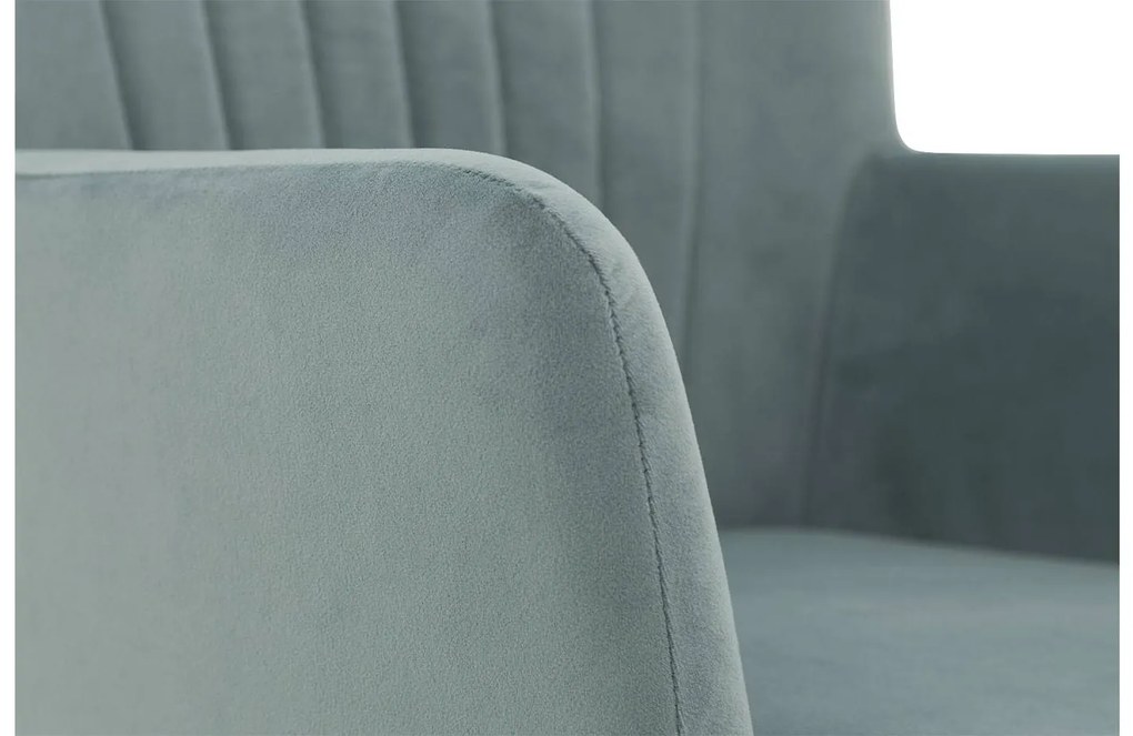 Goossens Eetkamerstoel Rob groen velvet stof met armleuning, urban industrieel