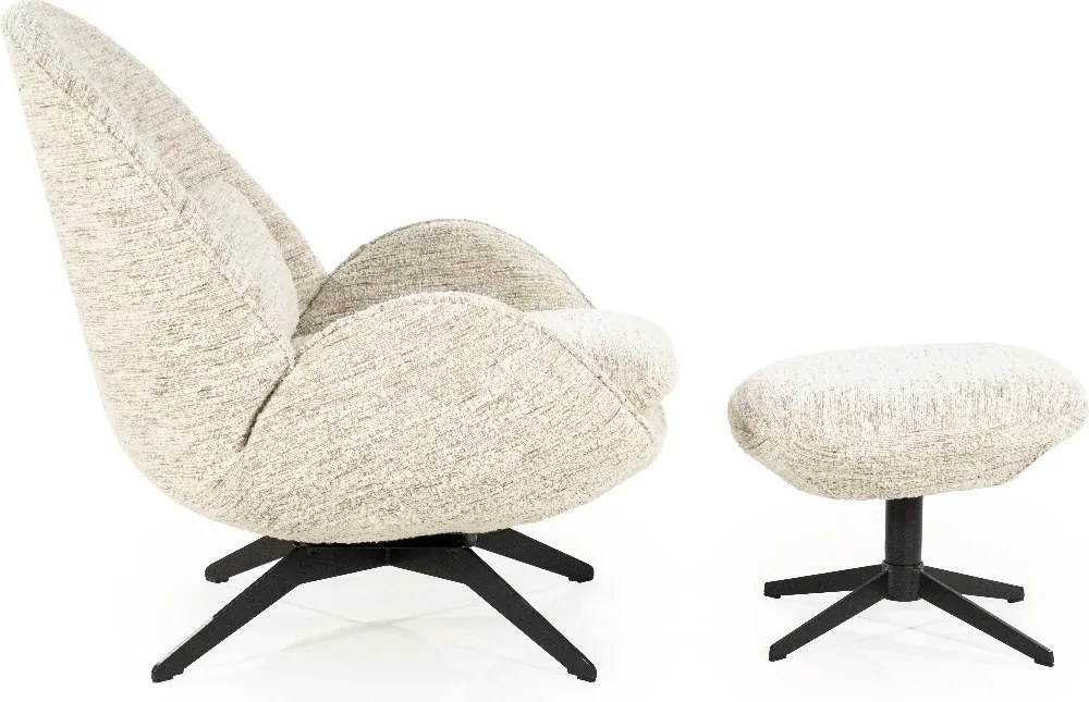 Draaibare Fauteuil Met Voetenbank Beige