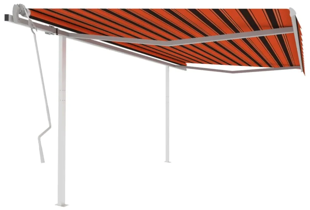 vidaXL Luifel handmatig uittrekbaar met palen 4,5x3 m oranje en bruin