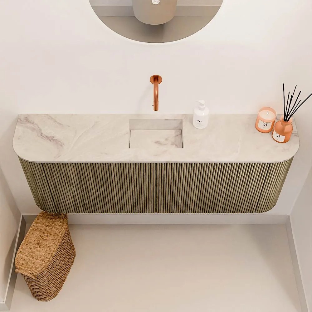 Mondiaz Joya DLux 115cm toiletmeubel ronding links/rechts dusk met wastafel faye midden zonder kraangat frappe