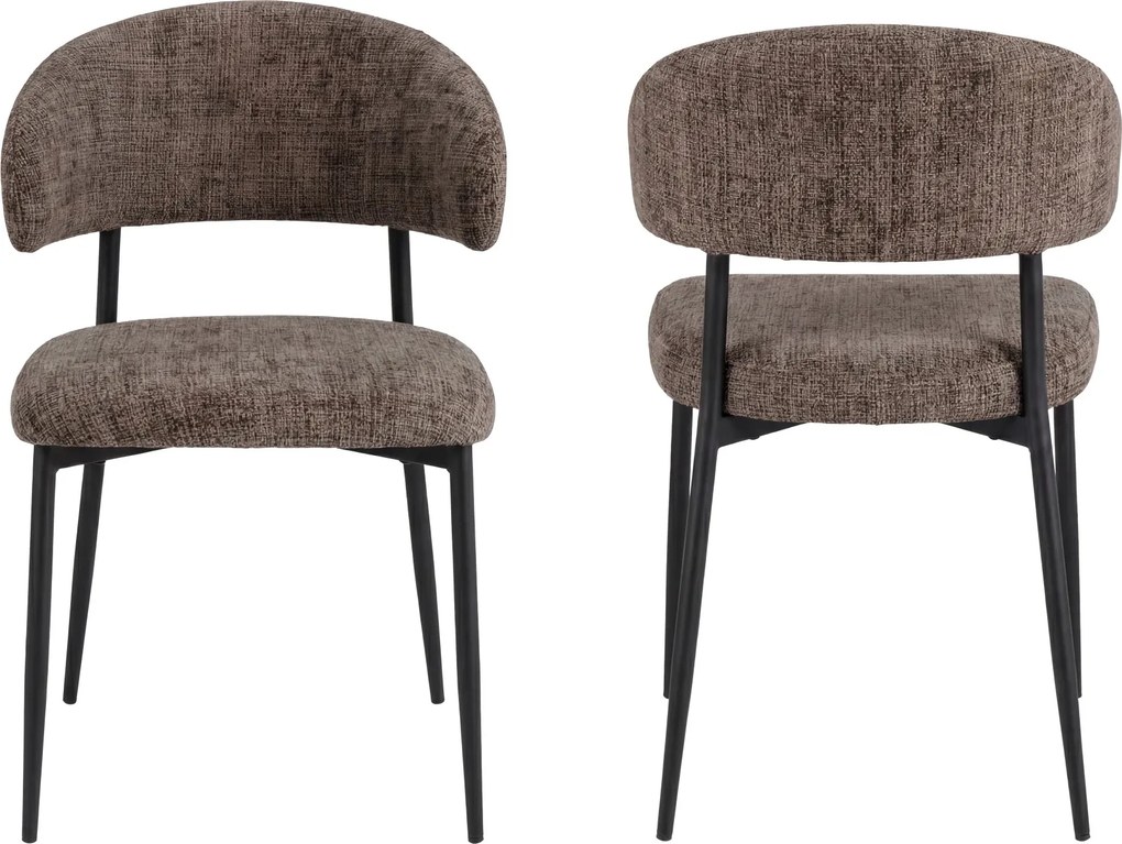 IRIS gedempt bruin (stof Juto 24) / zwart onderstel – MODERNE GESTOFFEERDE STOEL VOOR WOONKAMER/EETKAMER BOHO
