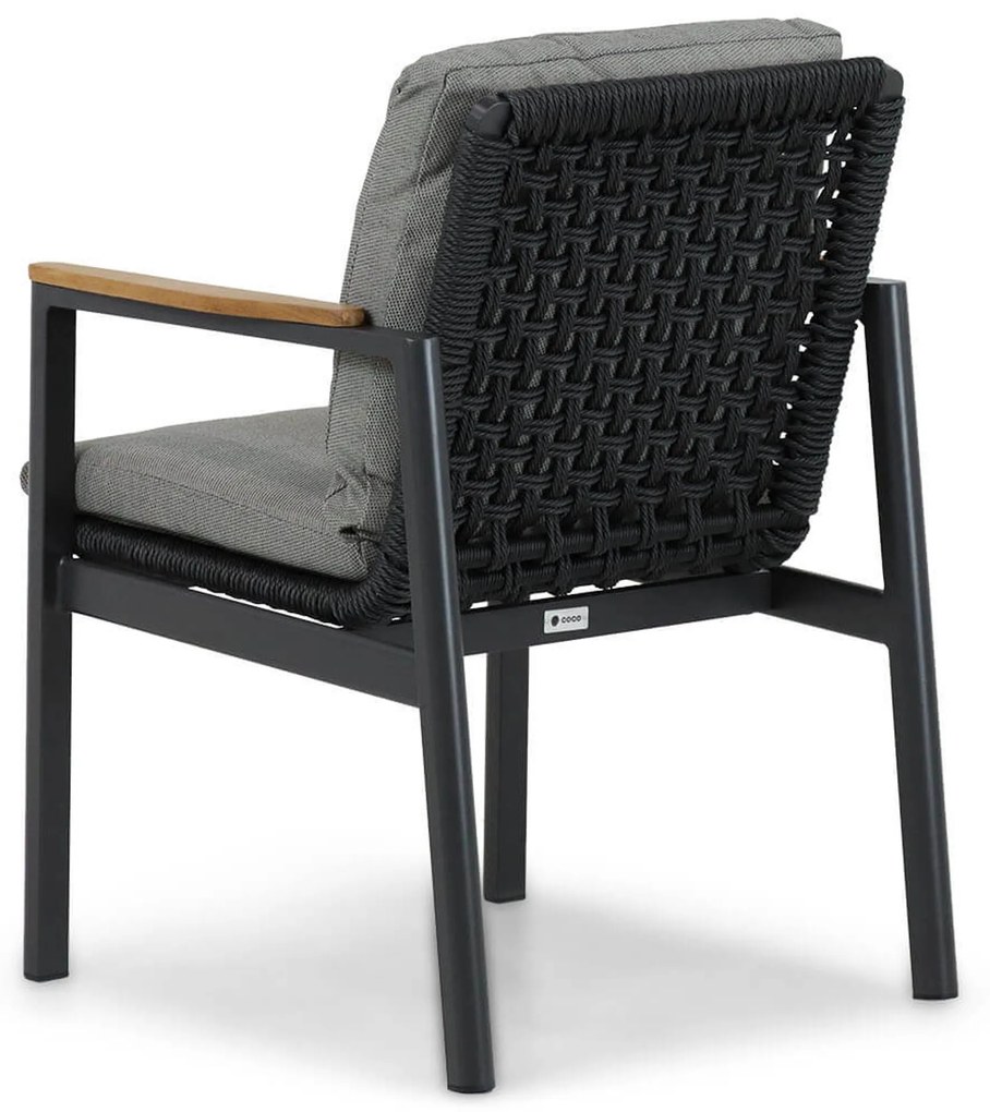 Tuinset Ronde Tuintafel 6 personen 150 cm Aluminium/rope Grijs Coco Ralph/Fabriano