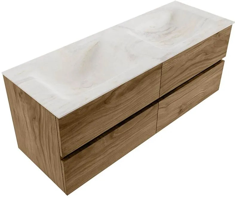 Mondiaz Vica DLux badmeubel 130cm chai 4 lades met wastafel ostra dubbel zonder kraangat
