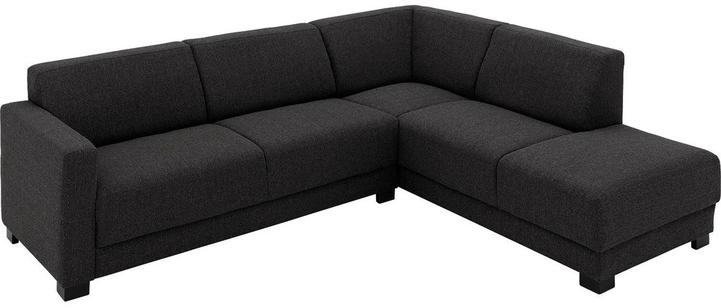 Goossens  My Style zwart, stof, 2,5-zits, stijlvol landelijk met chaise longue rechts