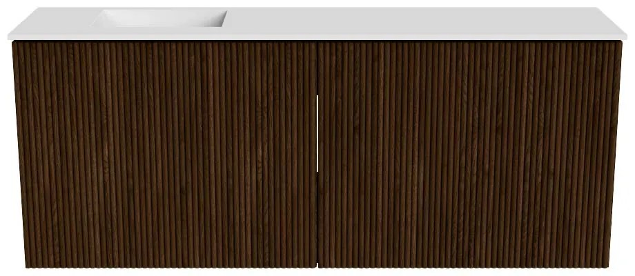 Mondiaz Joya 100cm toiletmeubel walnut met wastafel faye links 1 kraangat talc