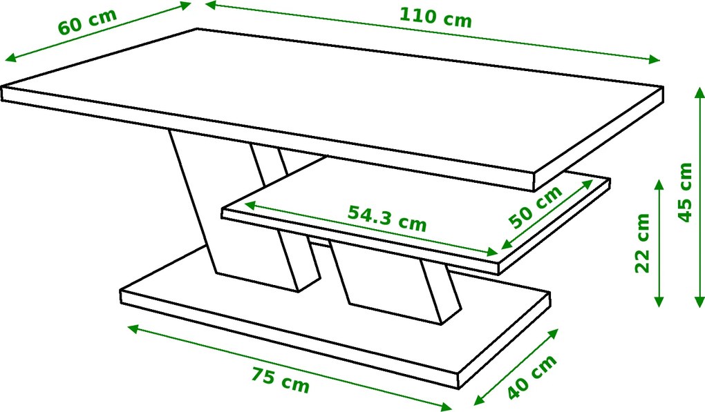 CLIFF wit hoogglans / wit, salontafel